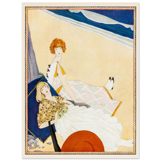 George Wolfe Plank fashion magazine vintage cover illustration Girls at the beach.