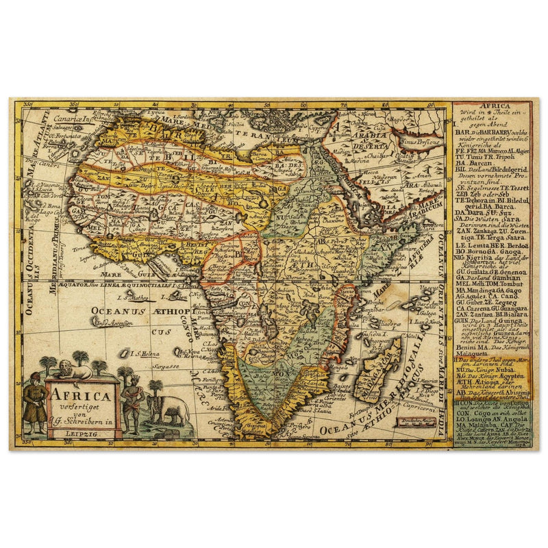 Africa ancient map of the XVIII century by Johann Georg Schreiber.