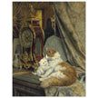 A Mother Cat and her Kitten with a Bracket Clock by Henriette Ronner Knip