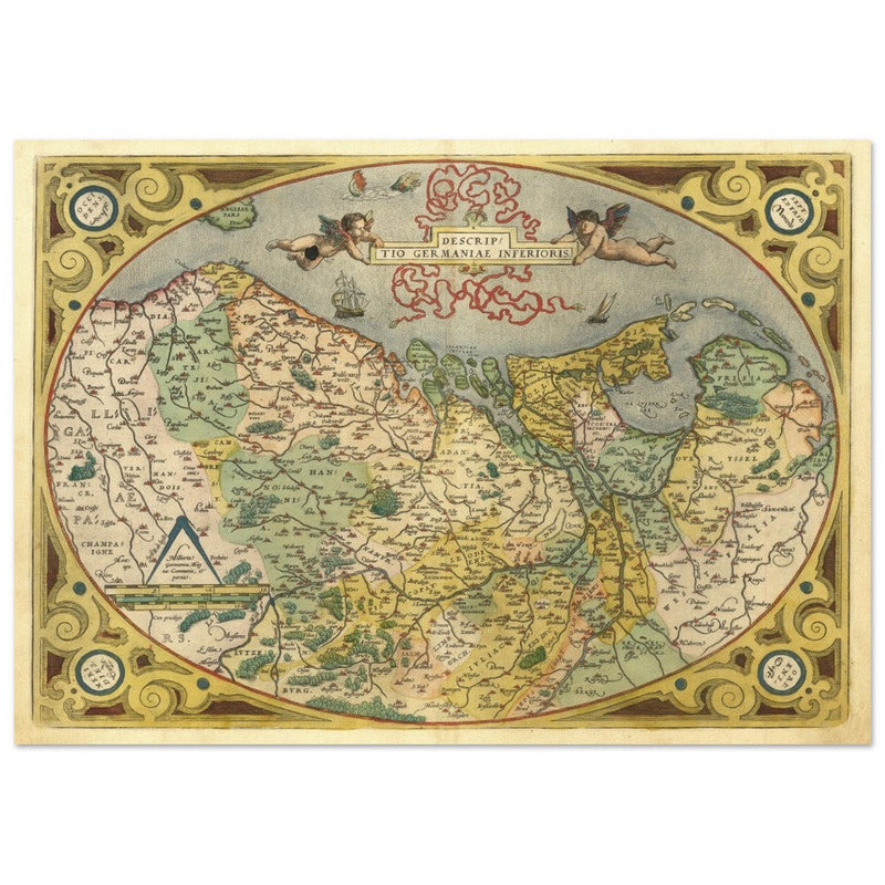 Ancient map of the Low countries ( Belgium, Netherlands and Luxembourg ) by Ortelius.