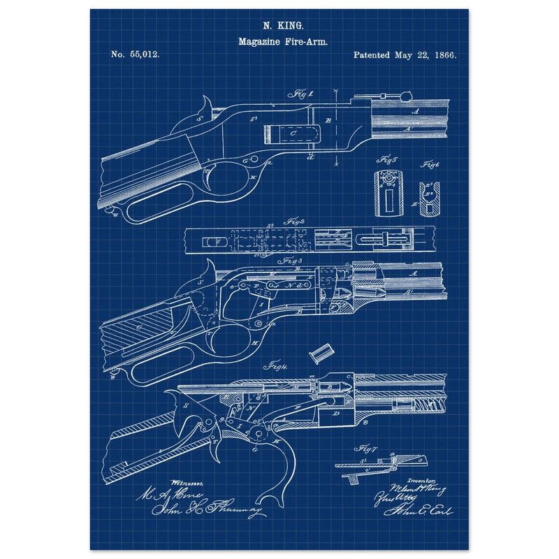 Magazine Fire arm patent 55012 by N kinf.