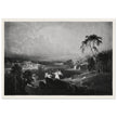 John Martin Paradise Lost Heaven – the Rivers of Bliss. Vintage mezzotint engraving .