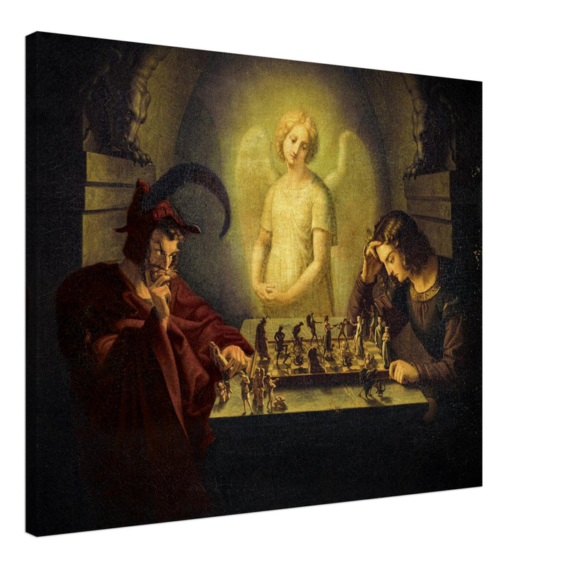 The game of life or The Chess Players attributed to  Moritz Retzsch . Man playing chess against the devil.