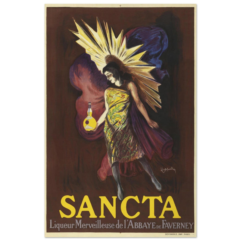 Sancta Liqueur French vintage advertising poster by Leonetto Cappiello.