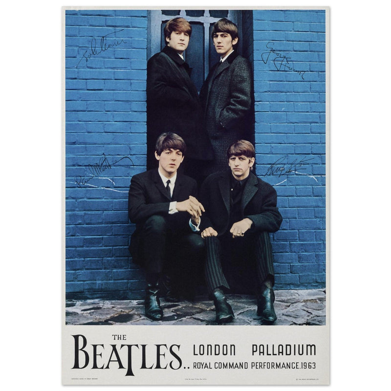 The Beatles Royal Command concert London Palladium Venue. Vintage music poster reproduction.