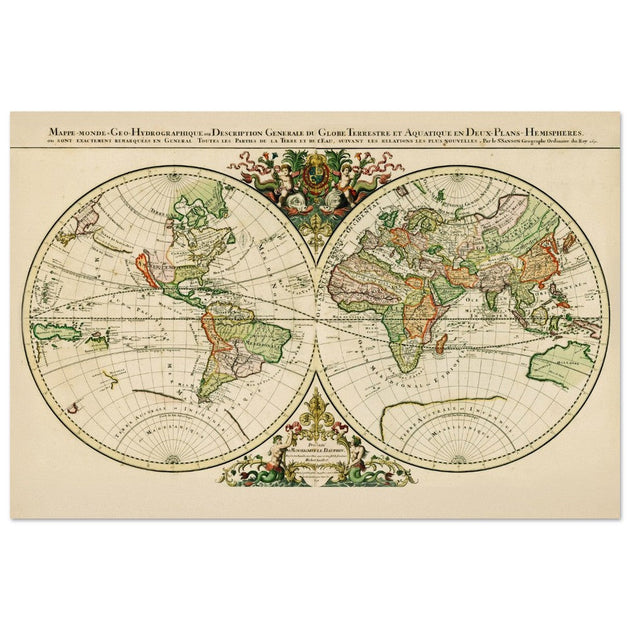 Ancient world map poster reproduction