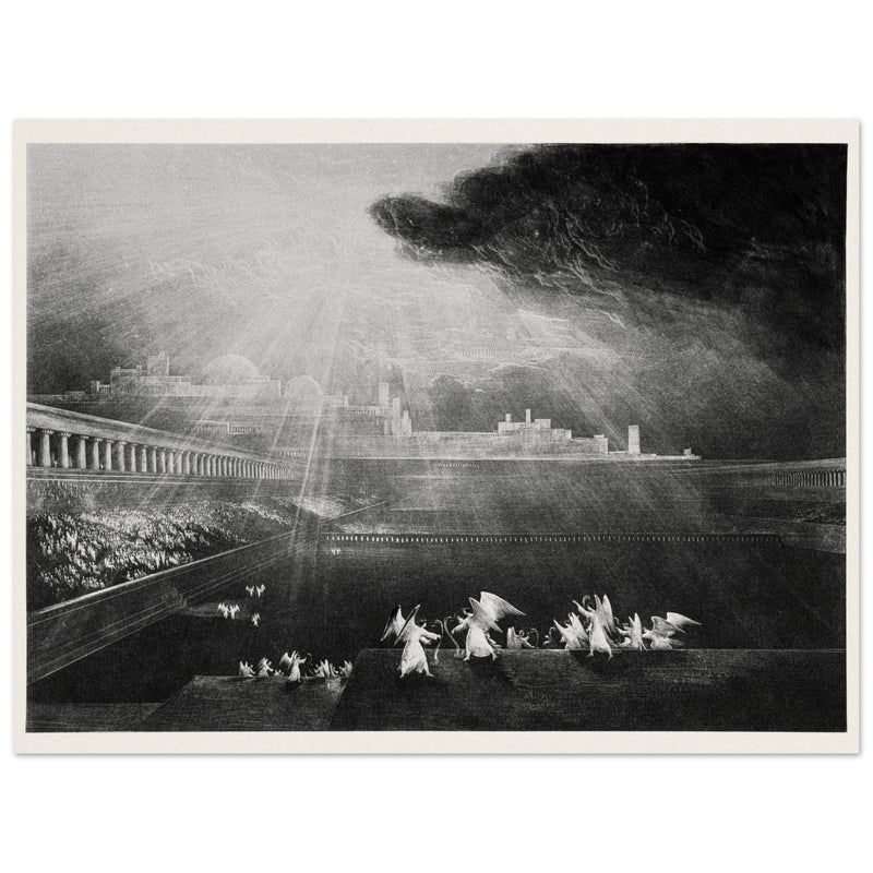 John Martin mezzotint engraving . Paradise Lost. The Courts of God .