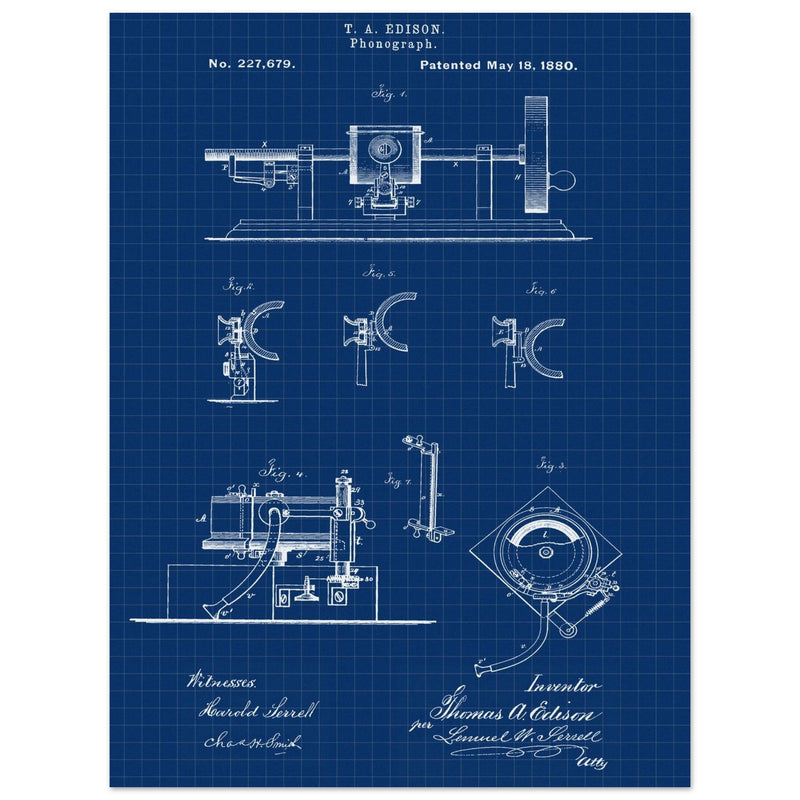 The Phonograph patentby Thomas Alva Edison. Patent 227679