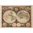 1660 Ancient old world map. Double hemisphere antique map reproduction.