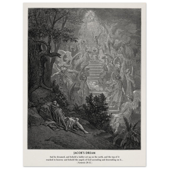 Gustave Dore The Bible engraving print . Jacob's dream.