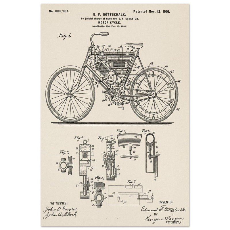 Motorcycle old patent 686284 by Gottschalk