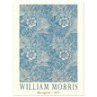 William Morris Marigold art print. Vintage wallpaper reproduction. Blue floral pattern.