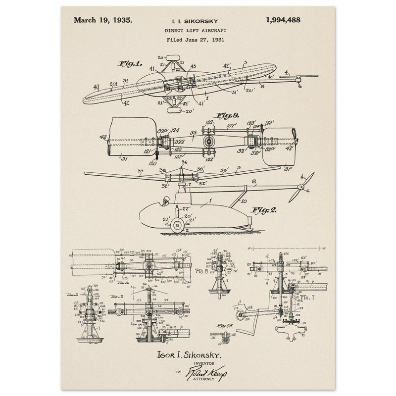 Direct Lift Aircraft patent by Sikorsky. Helicopter ancestor