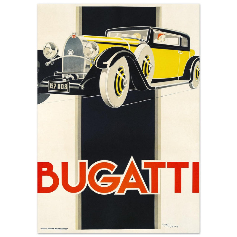 Bugatti vintage car advertising print  by René Vincent.
