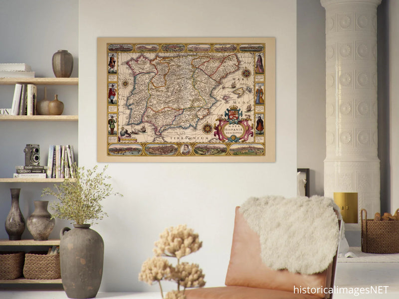 Nova Hispaniae ancient map reproduction of 1610 by Jodocus Hondius based on Gerhard Mercator