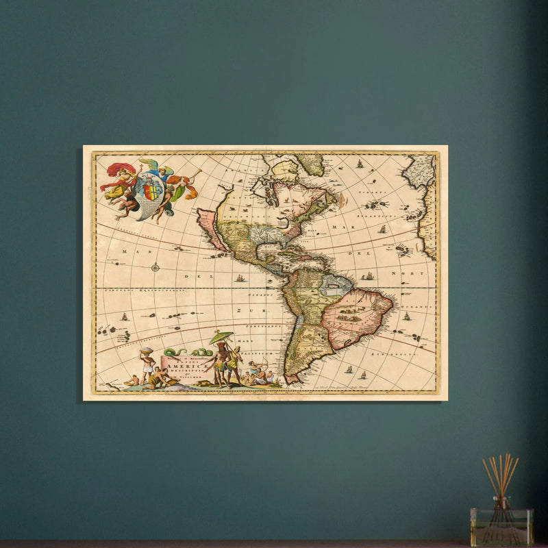 Ancient map print of America by Visher.