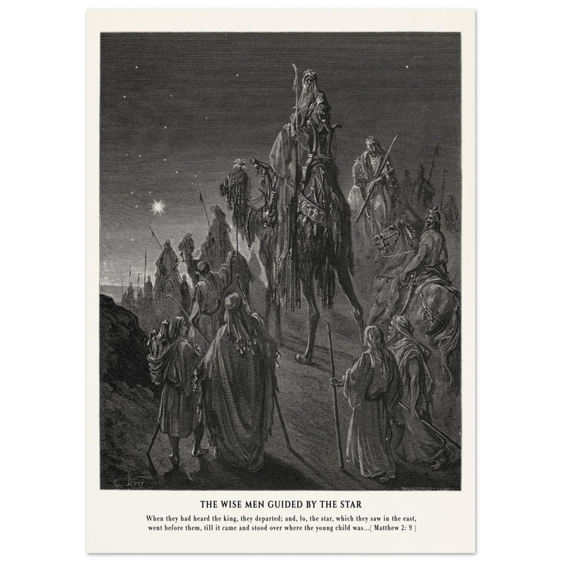 Gustave Dore The Bible engraving print . The Wise men guided by the star illustration.
