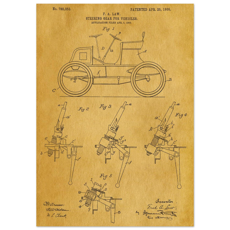 Steering Gear for vehicles patent illustration.