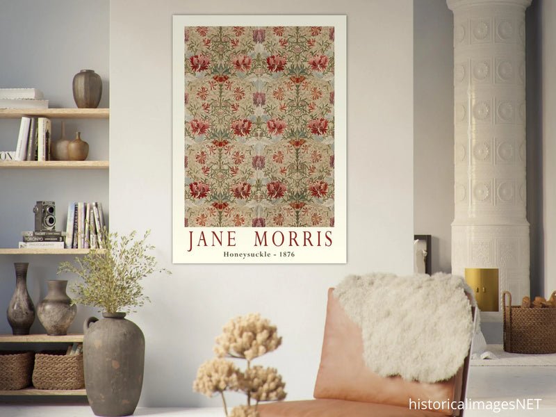 Jane Morris Honeysuckle embroidery.