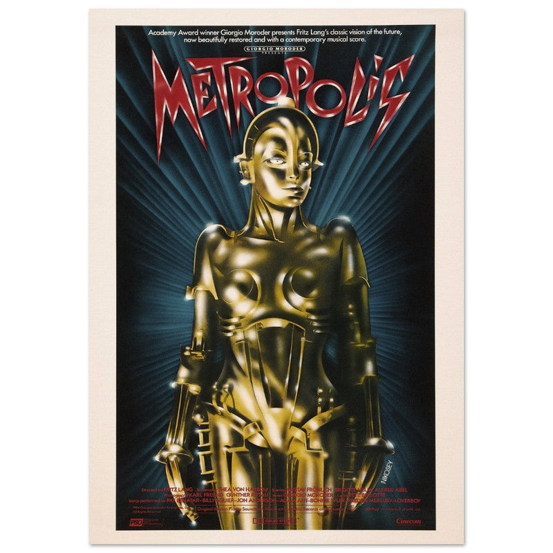 Metropolis vintage film poster . Fritz Lang masterwork movie. Historic films that changed our lives