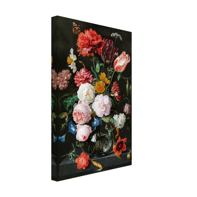 Flowers in a Glass Vase by Jan Davidsz. de Heem XVII Century Canvas reproduction