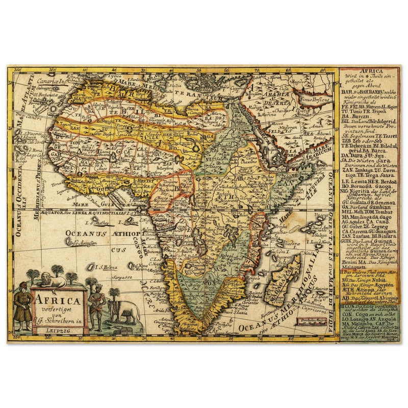 Africa ancient map of the XVIII century by Johann Georg Schreiber.