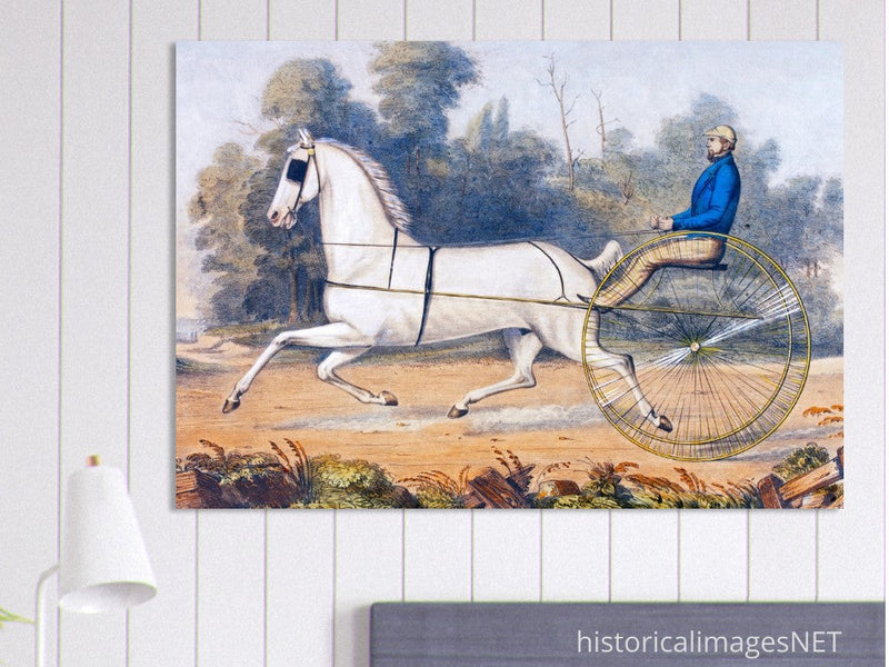Grey Eagle horse cart antique lithograph by Nathaniel Currier.