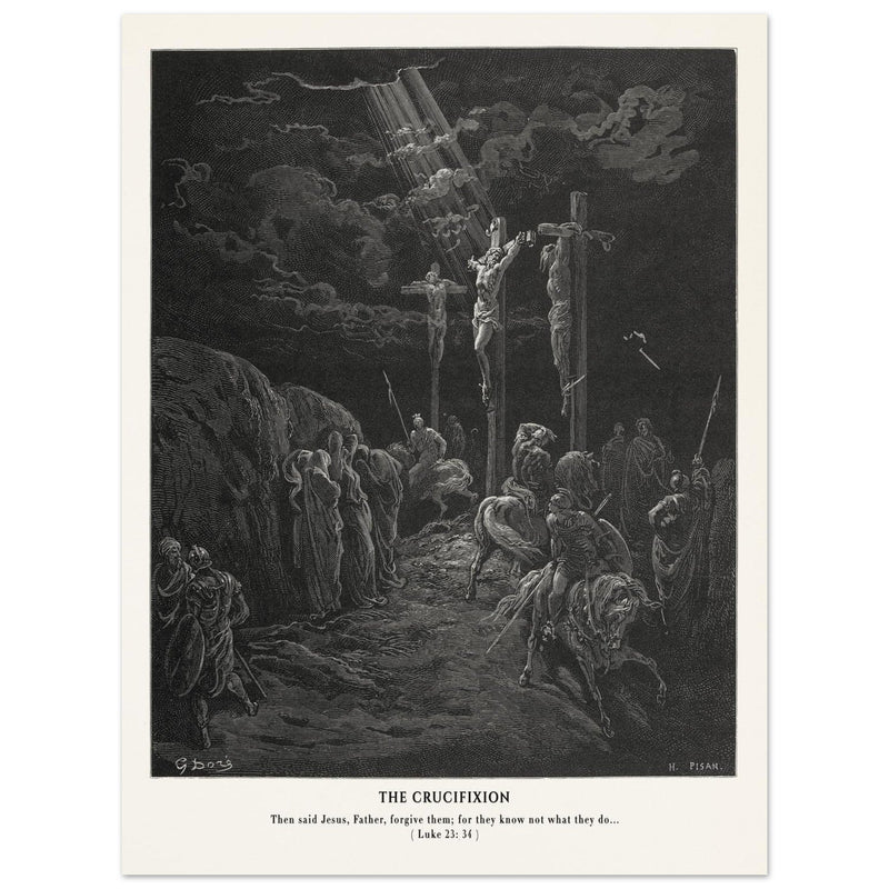 Gustave Dore The Bible engraving print . The Crucifixion illustration .