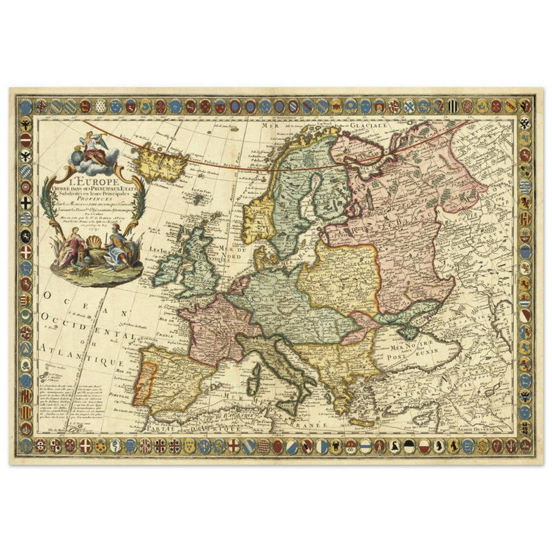 Ancient Europe map of the XVIII century by Guillaumet Danet
