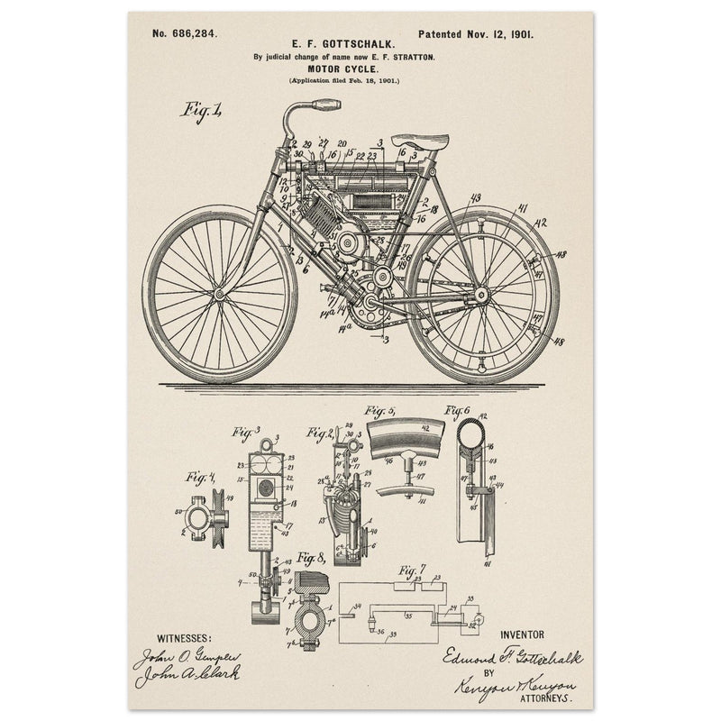 Motorcycle old patent 686284 by Gottschalk