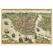 Istanbul ancient map. Byzantium Nunc Constantinopolis by Georg Braun
