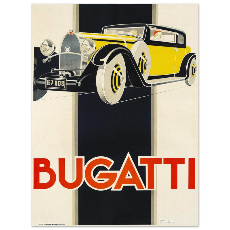 Bugatti vintage car advertising print  by René Vincent.