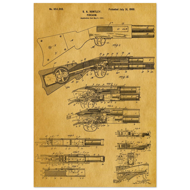 Firearm historic patent 1900. Matte paper