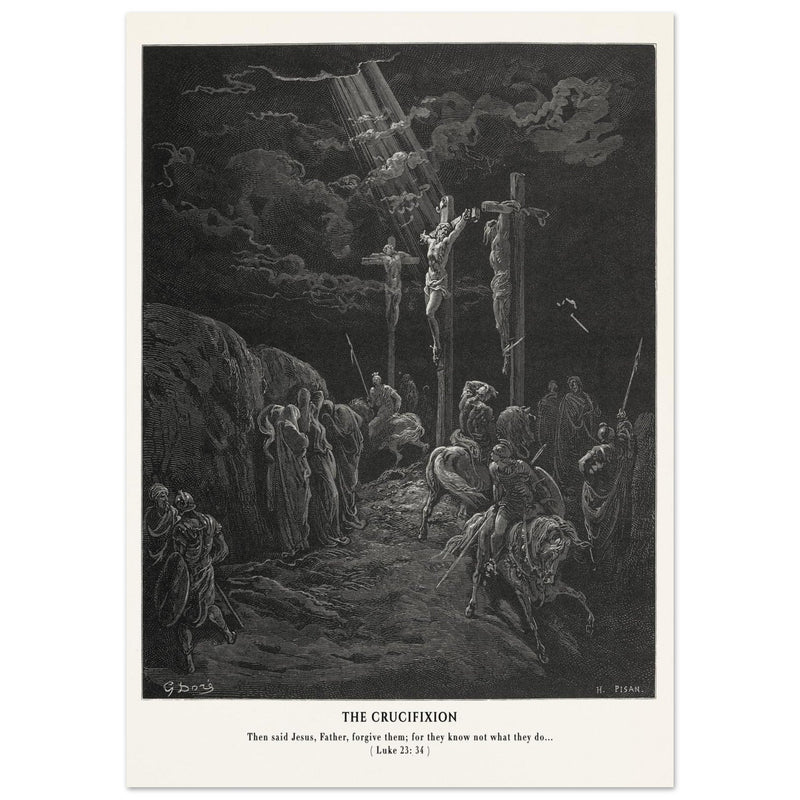 Gustave Dore The Bible engraving print . The Crucifixion illustration .