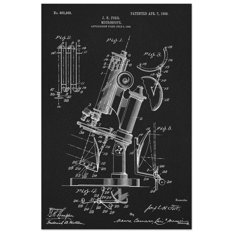 vintage microscope patent by J H Ford.