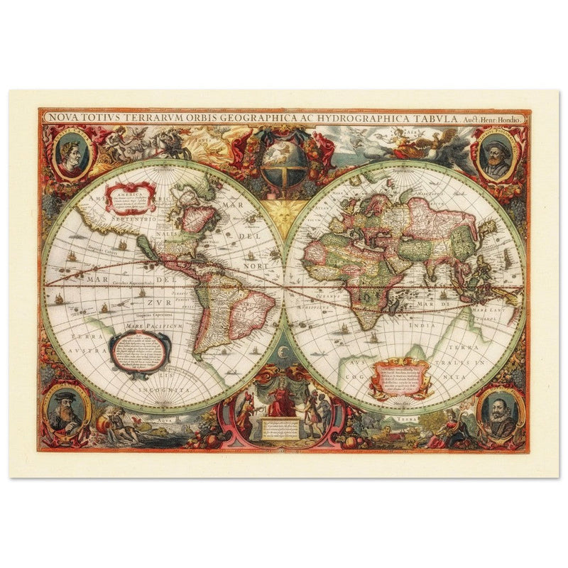 Ancient old world map by Hendrik Hondius
