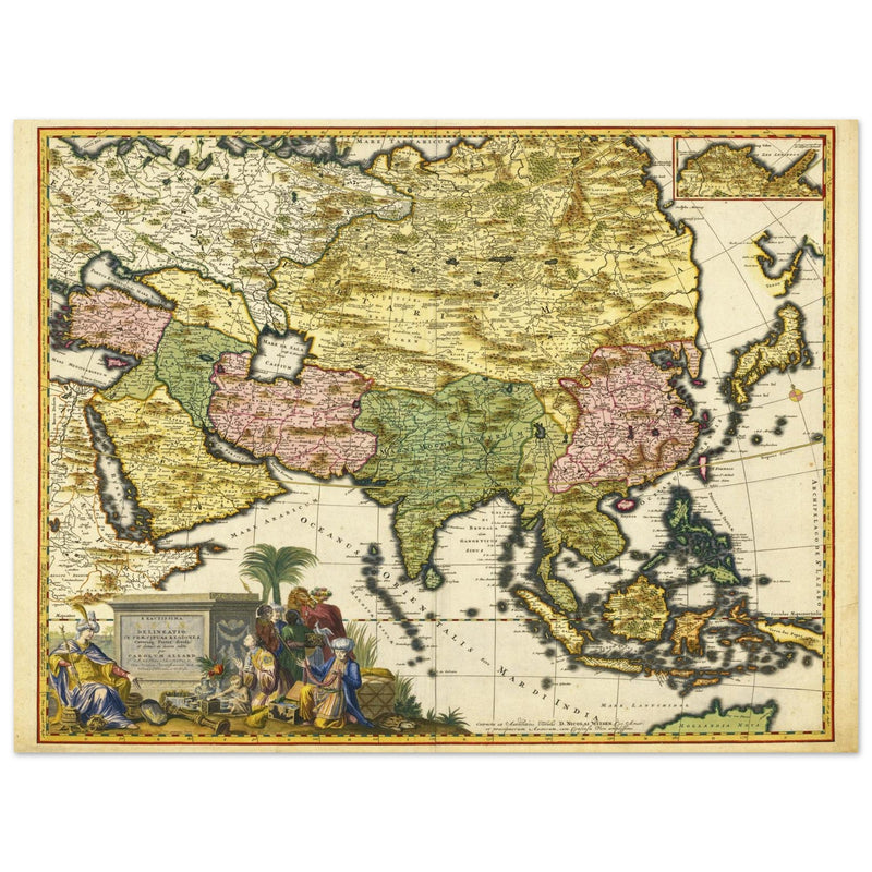 Asia vintage map by Carel Allard XVII century old cartography.