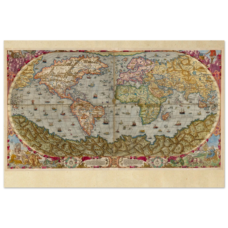 Ancient world map poster reproduction by Andrea Bertelli 1593