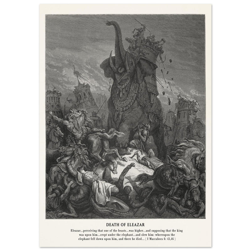 Gustave Dore The Bible engraving print . Death of Eleazar illustration .