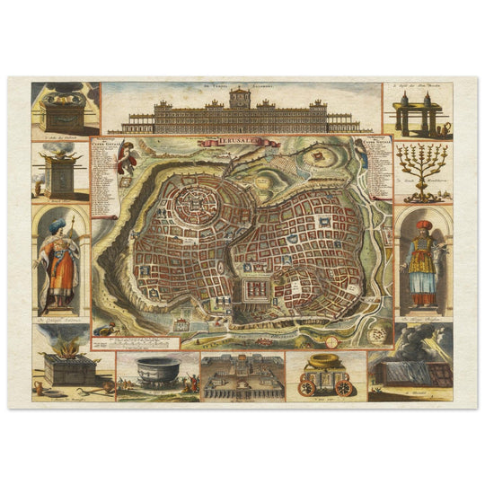 Jerusalem ancient map XVII Century by Daniel Stoopendael.