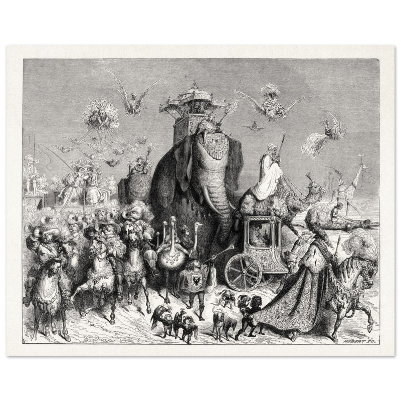 Royal Cavalcade Ane Skin Fairytale ( Peau d' Ane ) illustration by Gustave Dore. Part of Fairy Tales of Charles Perrault.