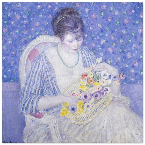 The Basket of Flowers antique painting by Frederick Carl Frieseke reproduction