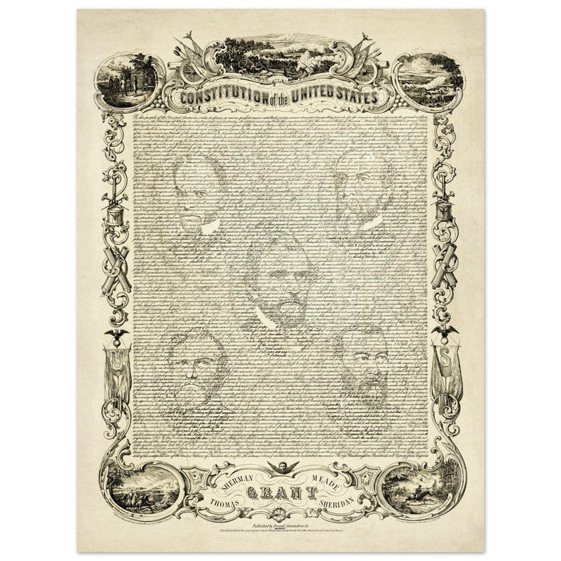 The Constitution of the United States of America vintage poster of 1865.