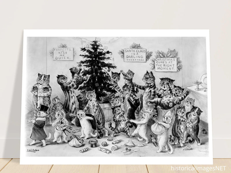 Cats decorating Christmas tree by Louis Wain 1906