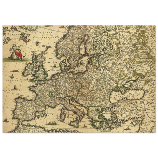 Ancient map of Europe. Nova et Accurata Totius Europae Descriptio by Frederik de Wit
