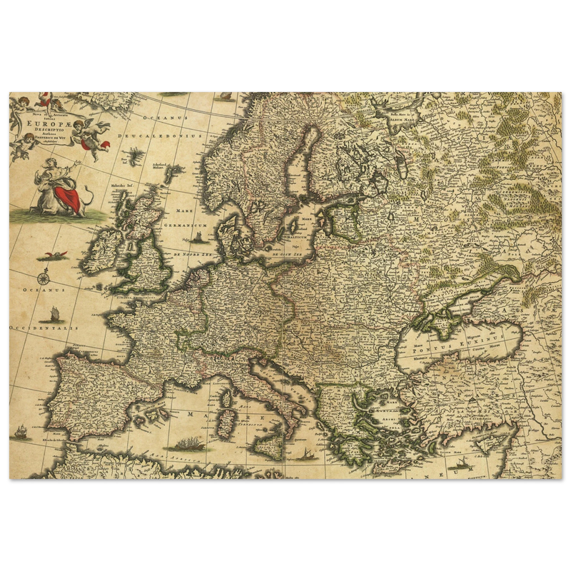 Ancient map of Europe. Nova et Accurata Totius Europae Descriptio by Frederik de Wit