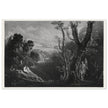 John Martin mezzotint engraving . Satan Contemplating Adam and Eve in Paradise. Paradise Lost by Milton.
