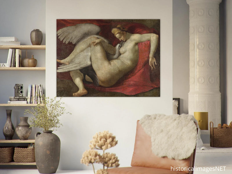 Leda and the Swan after Michelangelo 1530 copy of lost painting.