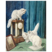 Three curious cats old painting by Arthur Heyer.