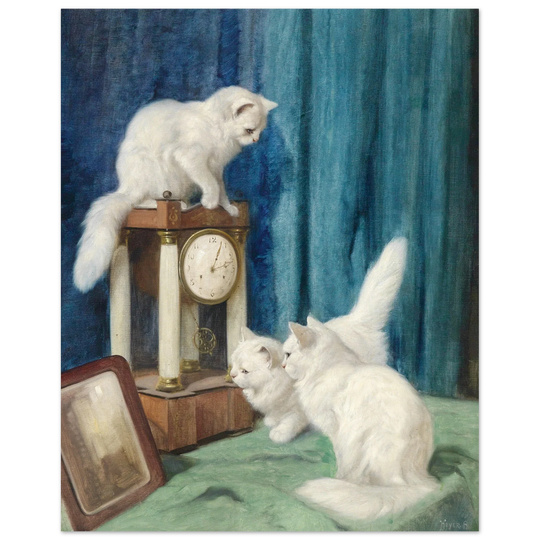 Three curious cats old painting by Arthur Heyer.
